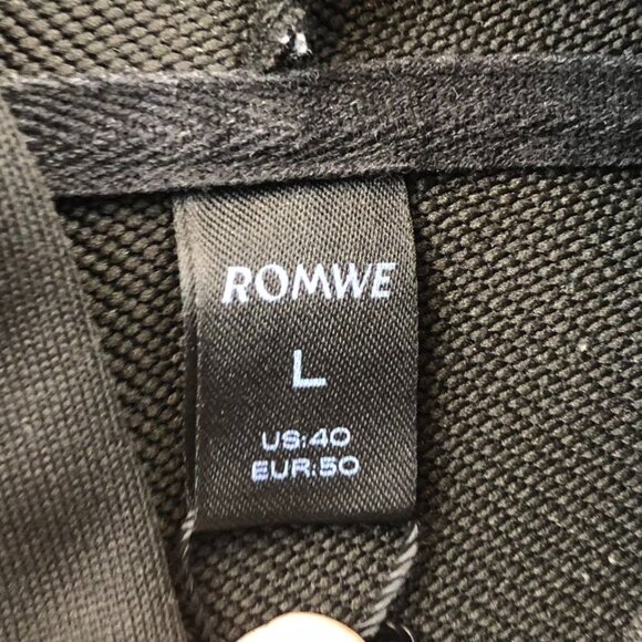 Romwe Mens Hoodie Sweatshirt Large Black Active Lifestyle Graphic Print Pullover - Picture 3 of 11